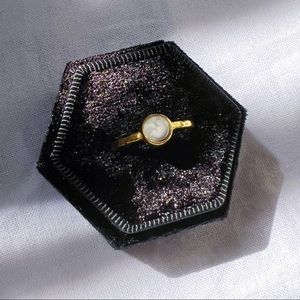 Pura Vida Howlite Gold Hammered Ring